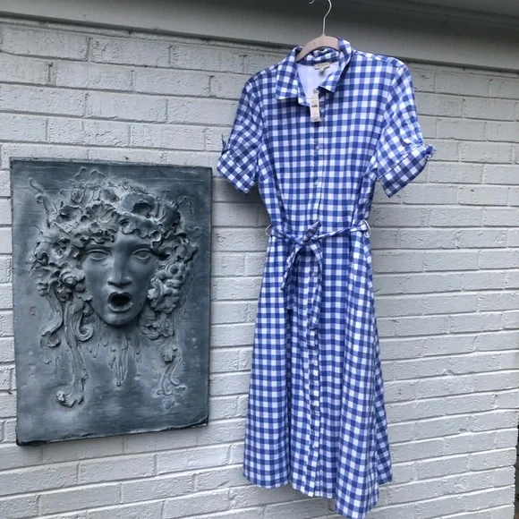 Talbots Blue Ruffled Smocked Midi Dress - Picture 12 of 14